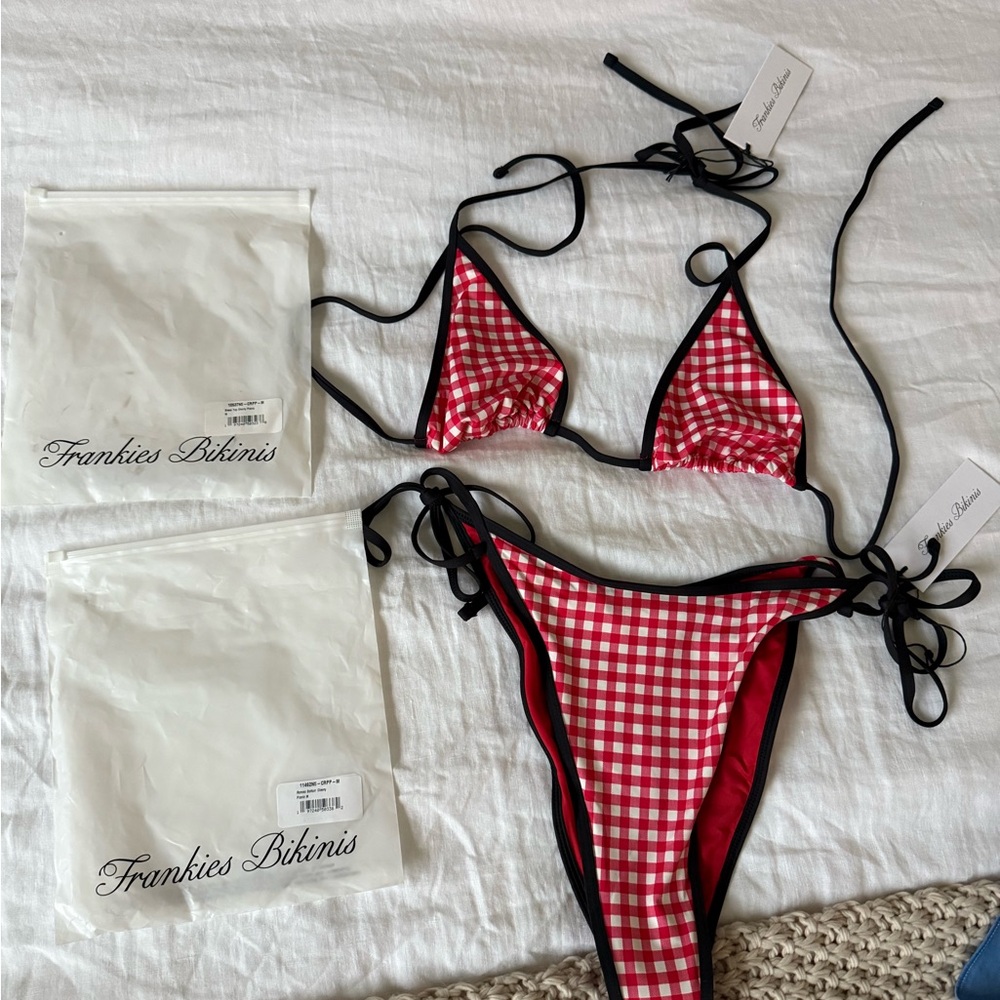 Frankie’s Bikinis Red Gingham Bikini Set BRAND NEW with tags & liner
